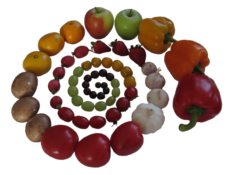 Een leuke foto van gezond eten: groente en fruit